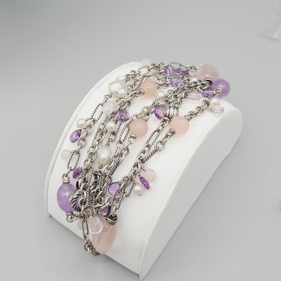 David Yurman Tweejoux Multi Gems Necklace With Lavender Amethyst And Rose Quartz - Picture 5 of 9